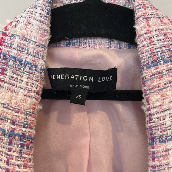Generation Love Alexa Tweed Double Breasted Blazer Pink Blue - Picture 6 of 10